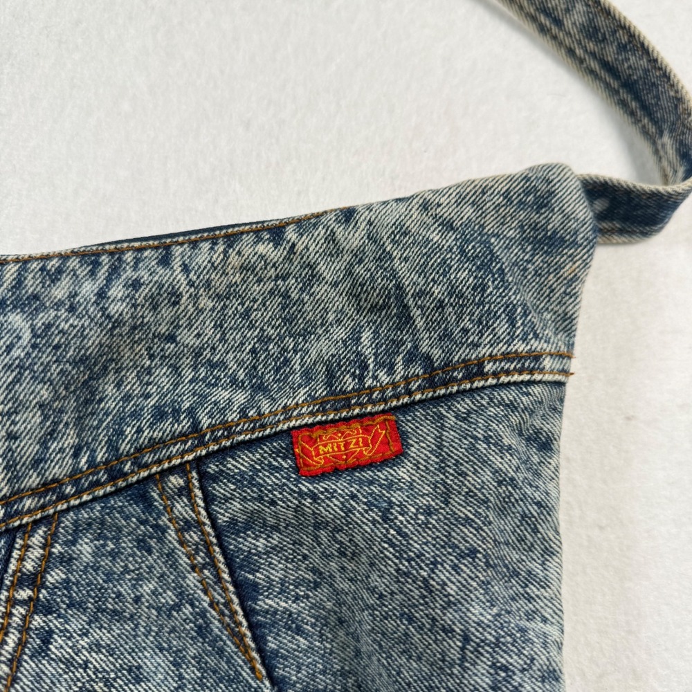 Vintage Mitzi Acid Wash Denim Hobo Shoulder Bag Blue 80s Retro Western Boho - Picture 3 of 12